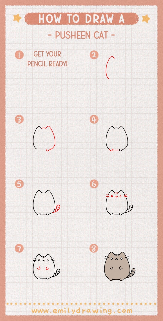 how to draw a pusheen cat pinterest pin